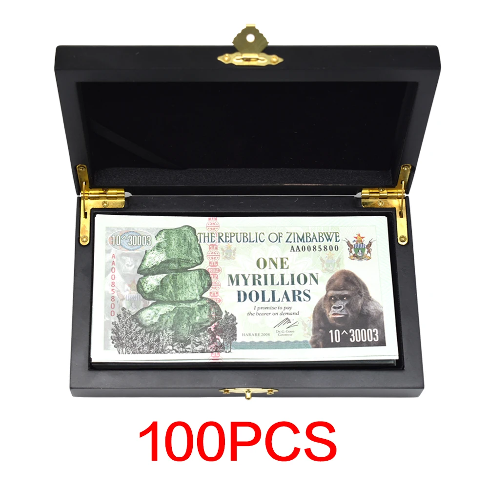 100vnt/box Zimbabvė Popieriaus Banknotai Vienas Myrillion Dolerių, kurių Serijos Numeris, su Medinėje Dėžutėje Namų Dekoro Kolekcija