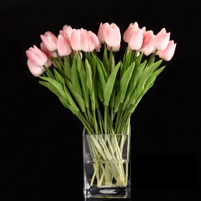 10vnt Tulip Gėlių Latekso Nekilnojamojo Touch Vestuvių Puokštė Dekoro Geriausios Kokybės Gėlės (pink tulip)