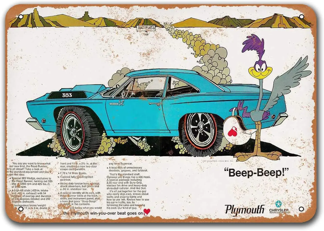 1967 m. Plymouth Road Runner Automobilio Alavo Ženklai Derliaus, Sisoso Metalo Plokštelės Plakatas Garažas Baras Retro Sienų Dekoras 12x8 colių