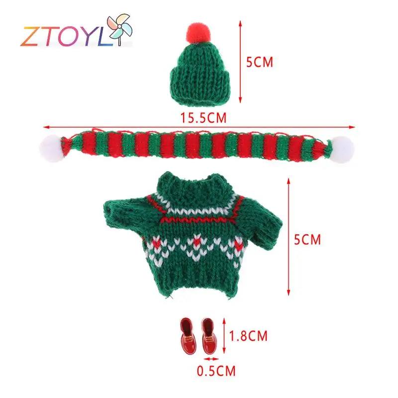 1Set Megzti Megztinis Skrybėlę, Šaliką Batai 25cm Lėlės Drabužiai Kalėdų Šiltas Lėlės Priedai Lėlių Miniatiūrinės Lėlės Drabužiai