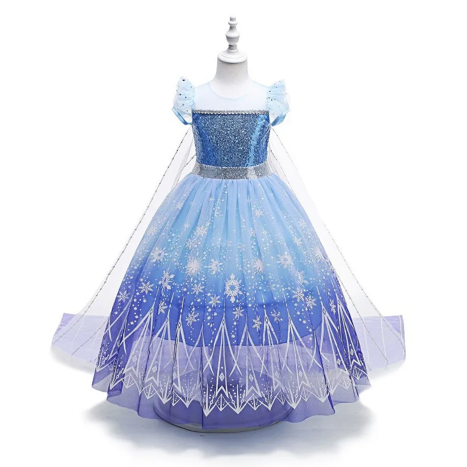 2021 Gėlių mergaičių Suknelės Vestuvėms Cosplay Užšaldyti Princesė Dress Nuimamas Apsiaustu Helovinas Kalėdų Vakarėlį Kostiumas 3-10y