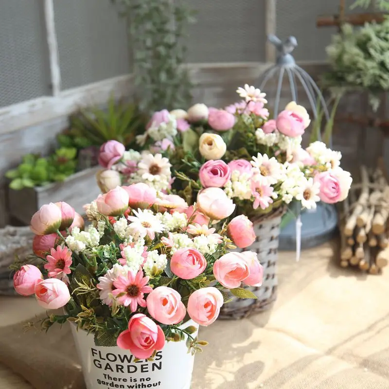 2vnt Dirbtinio šilko rožės pumpuras gėlių puokštė, turintis gėlių vestuvių Namo, Buto Apdailos Nemokamas Pristatymas