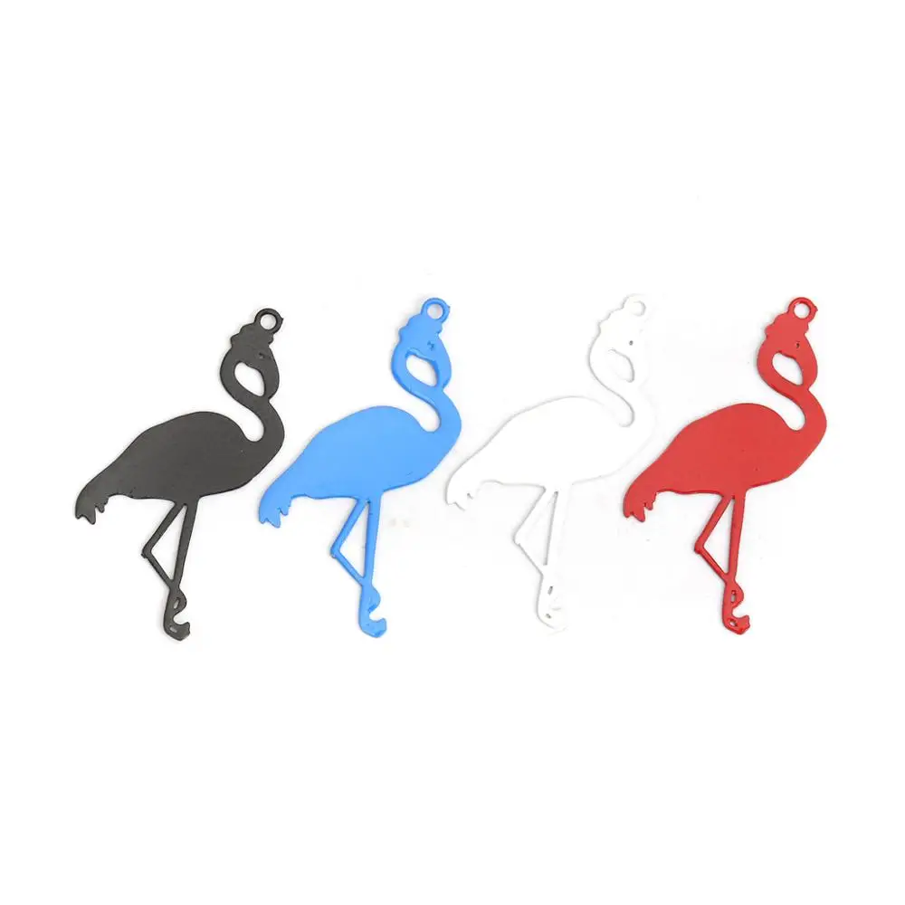 30 Vnt Mados Vario Filigranas Štampavimo Pakabukai Raudona Balta Spalva Flamingo Stiliaus Papuošalai 