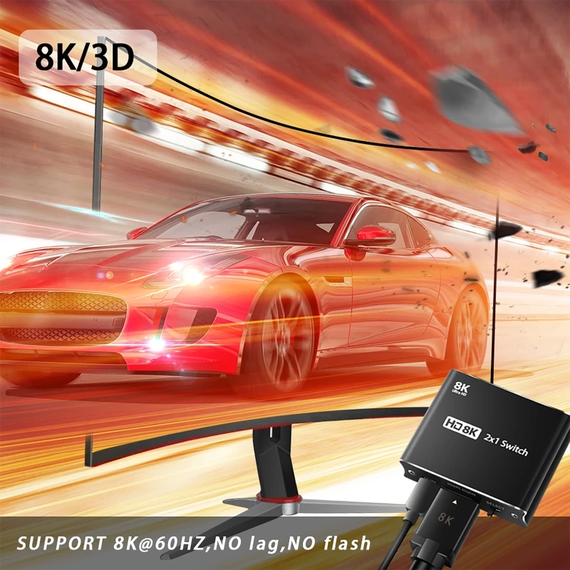 594F 2 in 1 out HDMI Switcher-suderinama 2.1 Switch Splitter Aukštos defination 8K@60Hz 4K@120Hz 48Gbps Konverteris PS5/HDTV