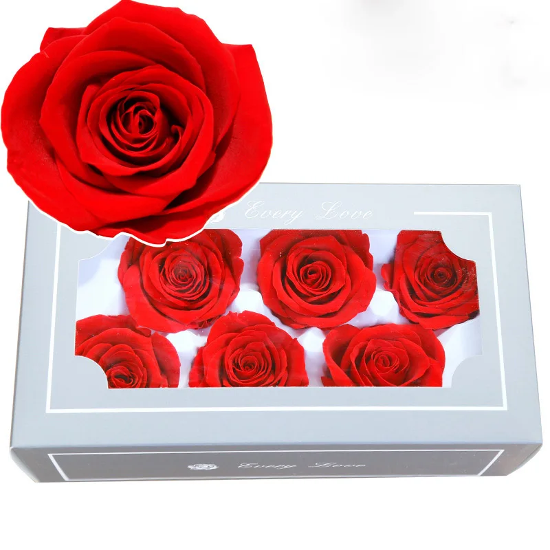 Aukštos Kokybės Džiovintos Gėlės Nemirtingas Rose 5CM-6CM Skersmens valentino dieną Amžinąjį Gyvenimą Gėlių Medžiaga Rose Eternelle Dovanų Dėžutėje