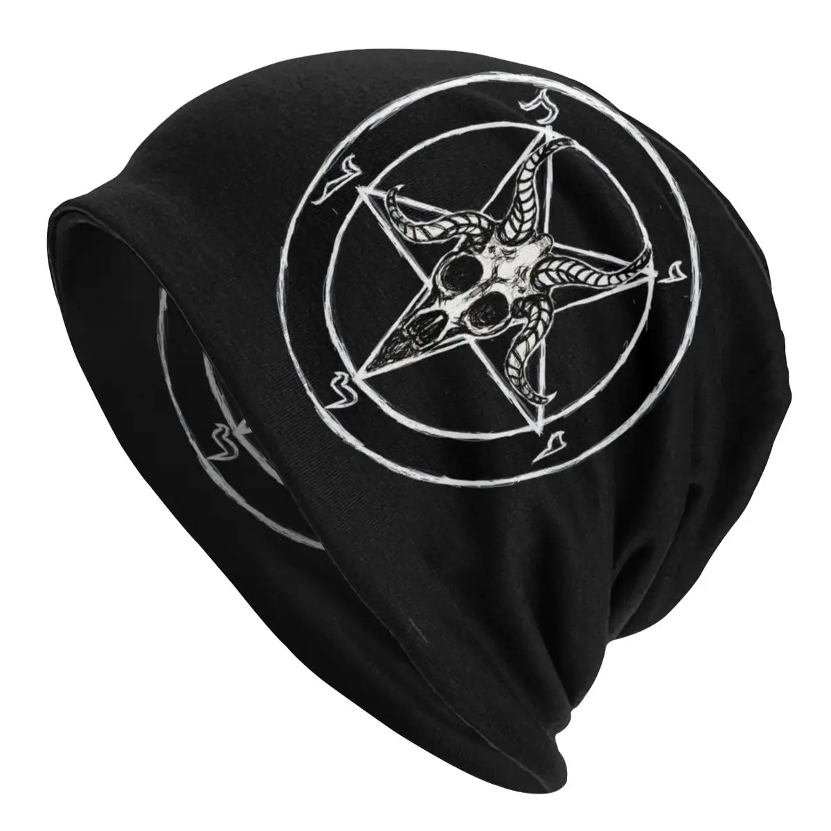 Baphomet Pentagram Šėtonas Ožkos Kepurės Hip-Hop Lauko Skullies Beanies Skrybėlę Unisex Moterų Pavasario Šiltas Dual-naudoti variklio Dangčio Megzta kepurė