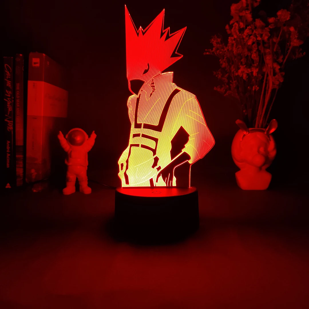 Boku no Herojus Akademinio Pobūdžio Tokoyami Fumikage Siluetai Akrilo į Viršų Apšvietimo 3D Anime Lempa LED Mirksi Šviesos Naktį