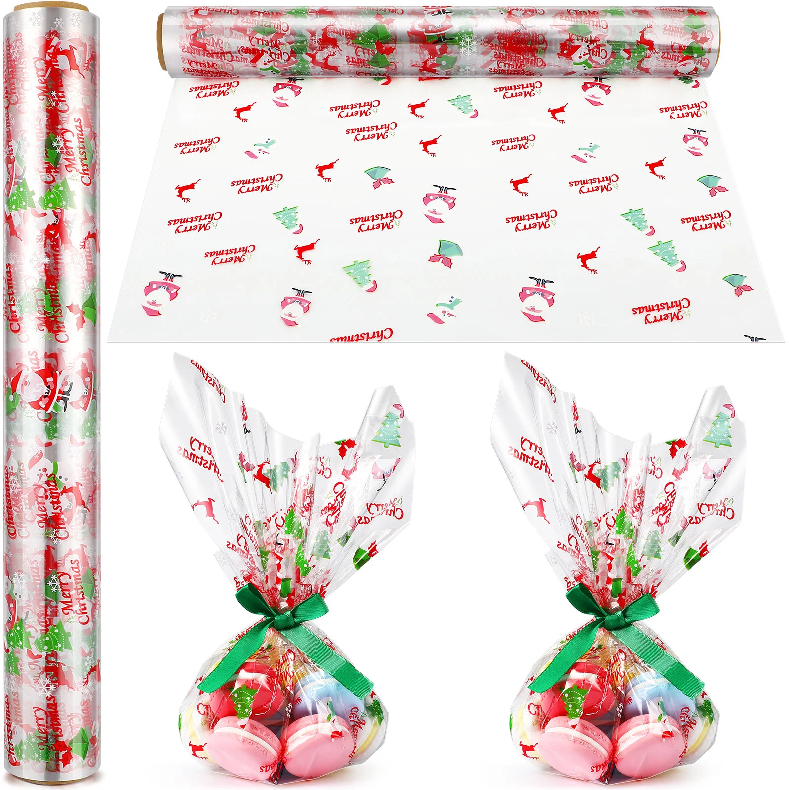 Celofano Wrap Popieriaus Vyniojimo Roll Kalėdų Aišku, Dovana Wrapper Skaidrus Sheetbagspacking Krepšelį Gėlių Rolls Santa Krepšiai
