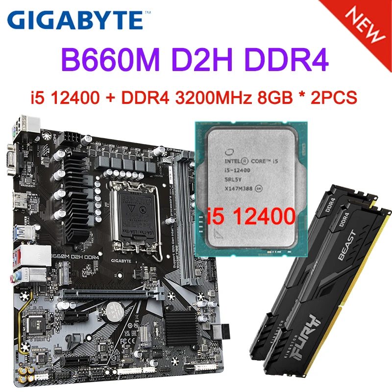 GIGABAITAS B660M D2H DDR4 Plokštė Combo 