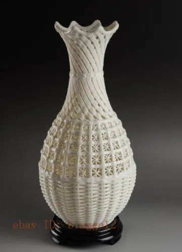 Gražus Kinijos Derliaus rankų darbas balto Porceliano Hollow-out Vaza