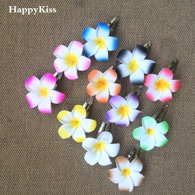 HappyKiss 12pcsmixed spalvos Putų Havajų Plumeria gėlė, Frangipani Gėlė nuotakos plaukų įrašą vestuvių mergina BBclip 11colors