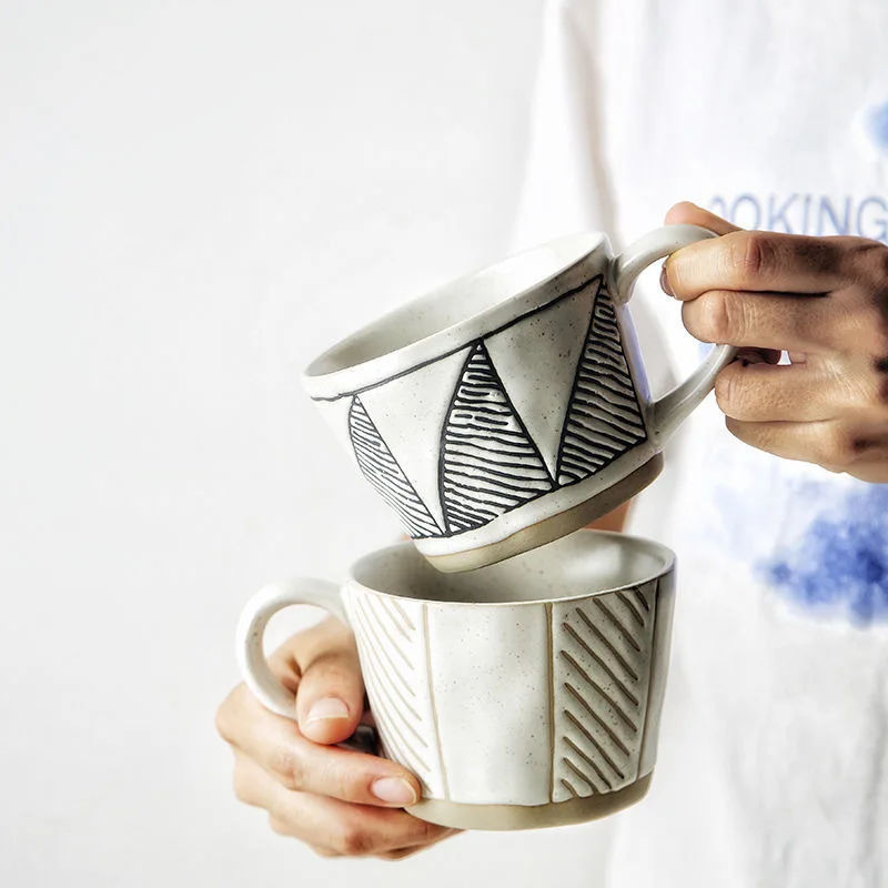 INS Keramikos pora Kavos puodelis Kūrybinės keramikos arbatos puodelius vandeniui pusryčiai geometrinis cofee taurės biuras