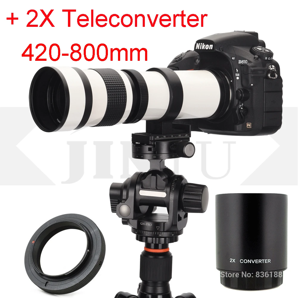 JINTU HD Balta 420-800mm / 420-1600mm teleobjektyvą +2x telekonverteris už FUJI X-Mout X-T100 X-T10 X-T1IR X T1 X-T20 X-E3 Camer