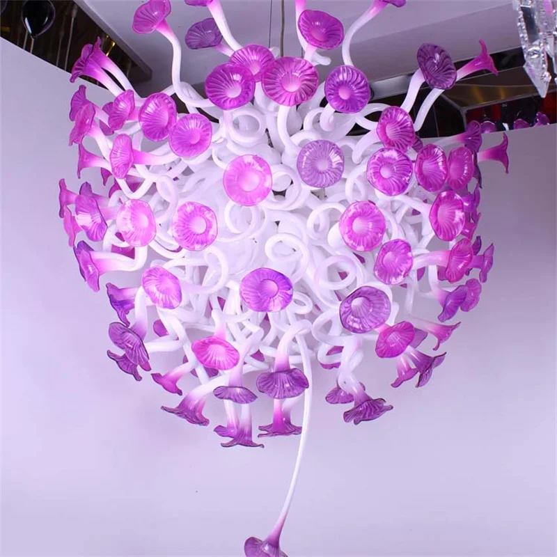 LED Murano, Pūstinis Stiklas, Gėlių Pakabukas Lempa, Violetinė Balta Kambarį Šviestuvai Šviesos Rungtynių Šiuolaikinio Meno Liustra Apšvietimo