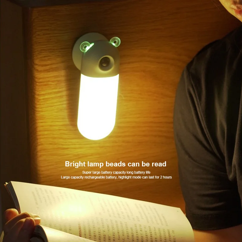LED Nakties Šviesos PIR Judesio Jutiklis 360° Sukimosi Magnetinio Trijų lygių Tamsos USB Įkrovimo Mergina Naktiniai Bendrabutyje Judėti Sienos Lempos