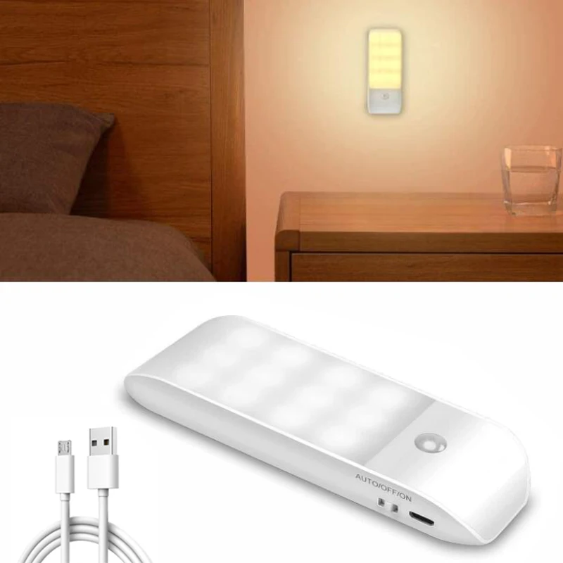 LED Naktį, Šviesos, Judesio Jutiklis Kabinetas Šviesos USB Įkrovimo Miegamojo Sienos Lempa Namų ūkio Energijos taupymo Naktiniai staleliai, Lempa
