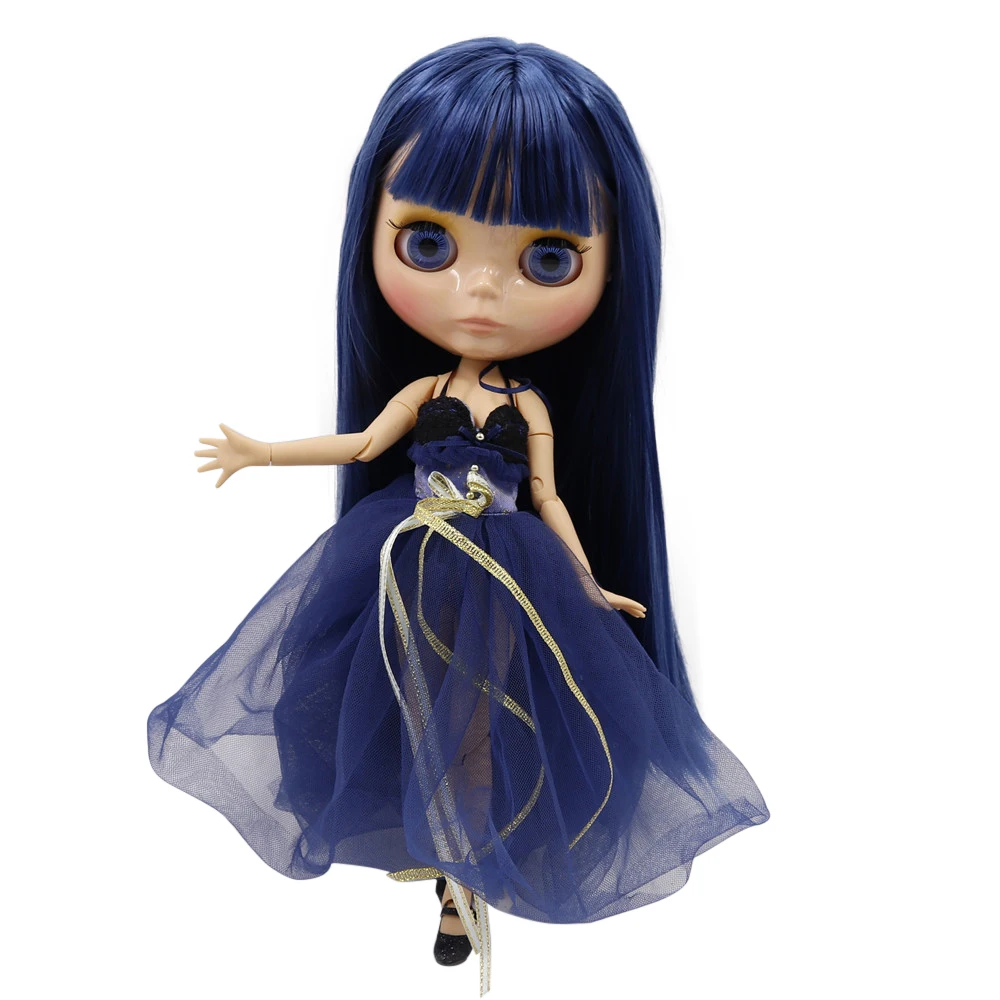 LEDINIS DBS Blyth lėlės 1/6 BJD 30cm juoda oda su nudizmu bendro kūno mėlyna plaukų mergina dovanų žaislų BL6221