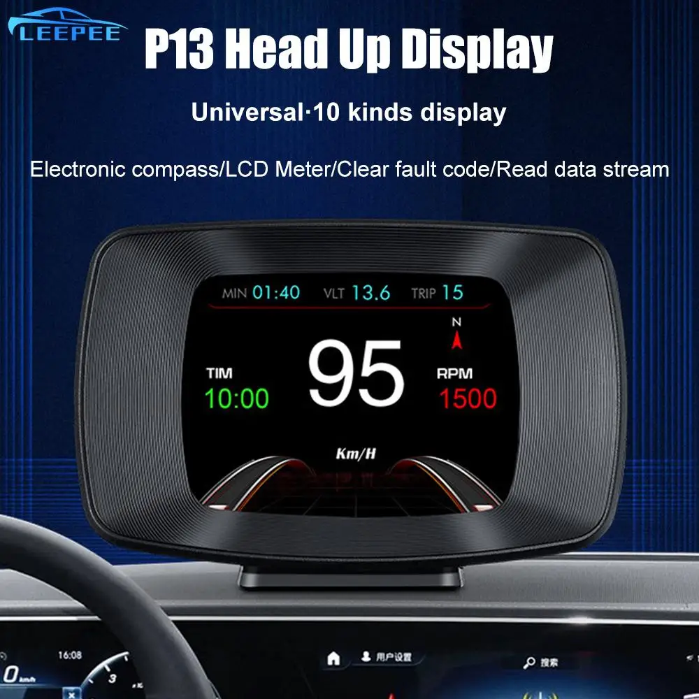 LEEPEE Vandens Temperatūra OBD2 GPS Įtampos Apsaugos Signalizacijos Protingas Automobilis HUD Matuoklis P. 13 Head Up Display Skaitmeninis Odometras Auto Ekranas
