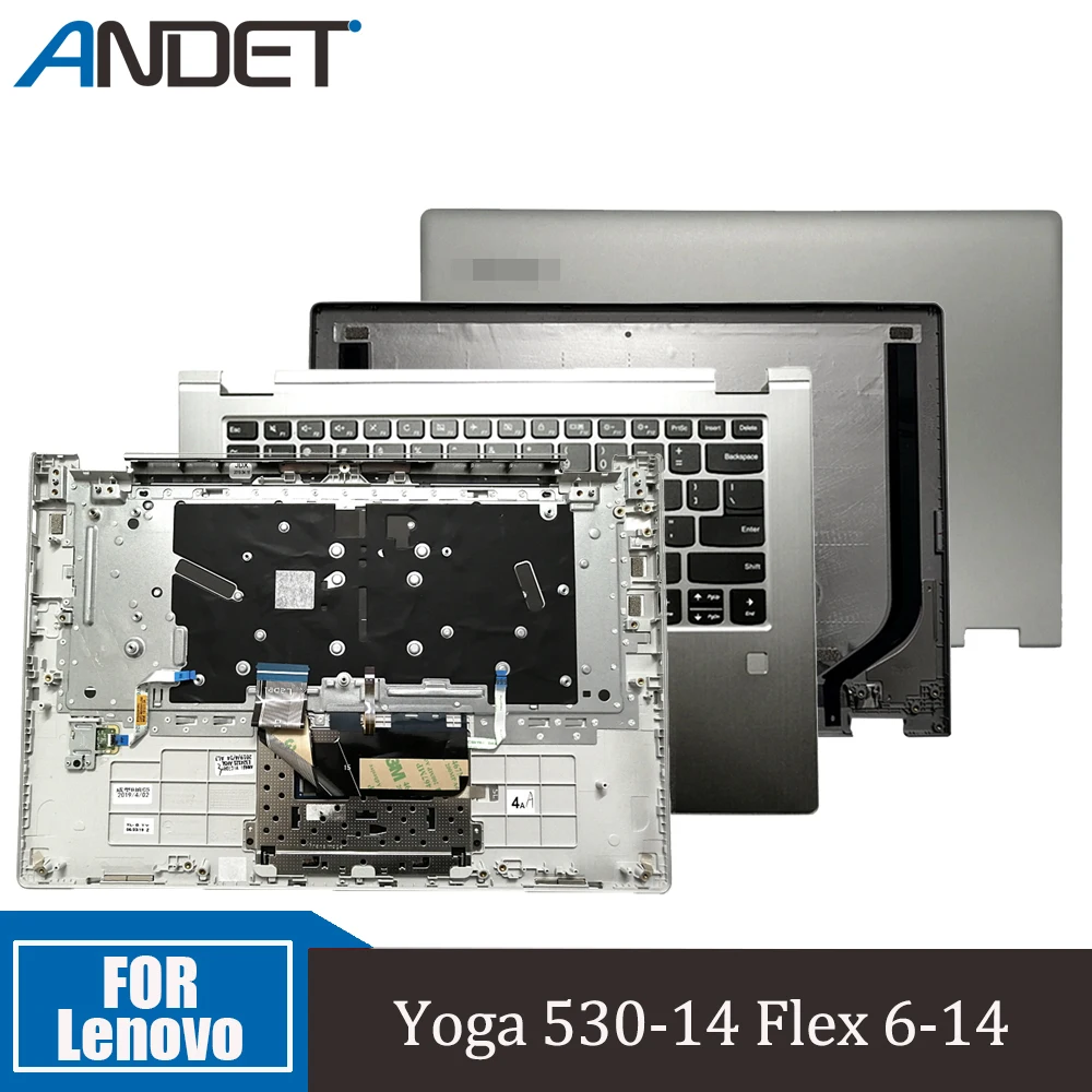 Naujas Lenovo JOGOS 530-14 Flex 6-14 Nešiojamas LCD Galinis Viršutinis Dangtelis, galinis Dangtelis MUMS Palmrest didžiąsias Su Klaviatūros Apšvietimas, Sidabro