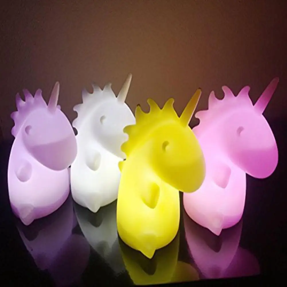 Naujas Naktį Šviesos Vienaragis Spalvinga Naktį Šviesos diodų (LED) Vaikų Kambario Mažas Baltas Arklys Naktį Lempos vidaus Apdaila