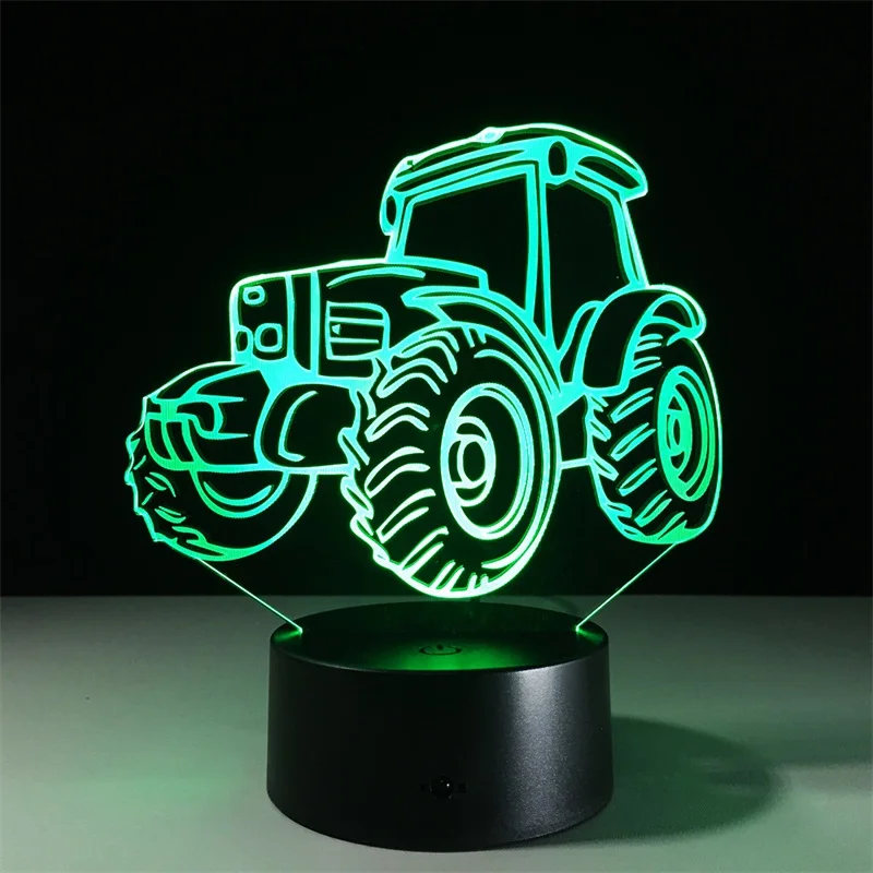 Nemokamas pristatymas Traktoriaus LED Nakties Šviesos 3D Lempa 7 Spalvų Keitimas Remote Touch Jungiklis Dekoratyvinis Automobilių Stalo Lempa Kambarį Žibintai