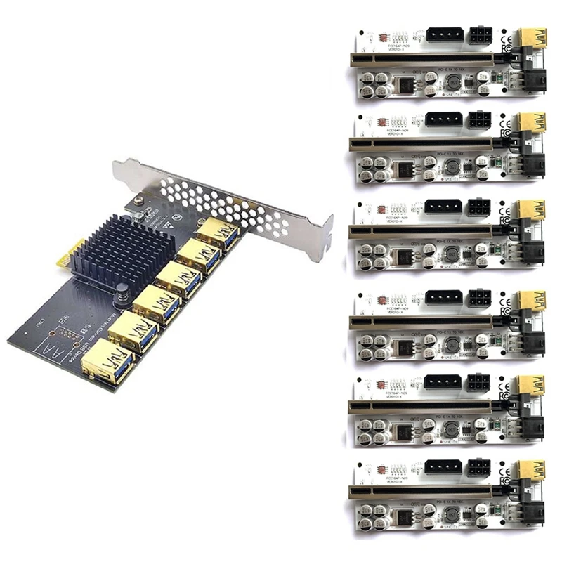 PCIE 1X 6 PCIE vaizdo plokštė Plėtros Kortelę ar USB 3.0 Adapteris Kortelės Sąsajos Plokštė su VER010-X ilgiklis