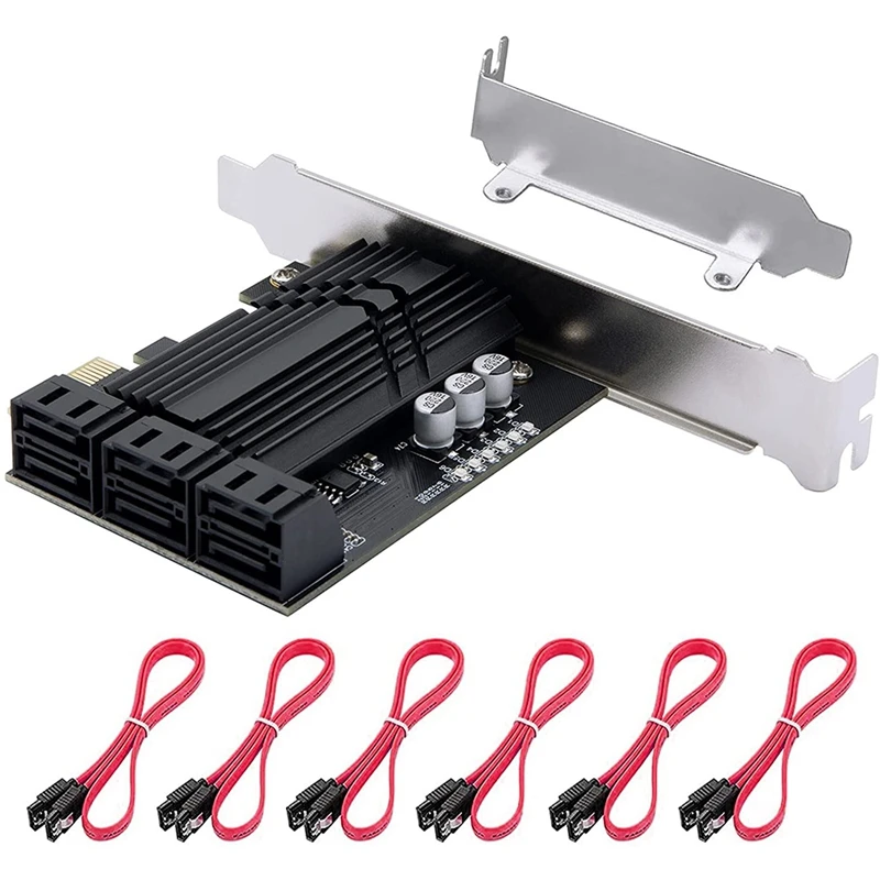 PCIe X1 SATA Kortelių 6 Uoste, SATA 3.0 Valdiklio plokštė su 6 SATA Kabeliai & Žemo Profilio Laikiklis,SATA III PCIE Gen3 Adapteris