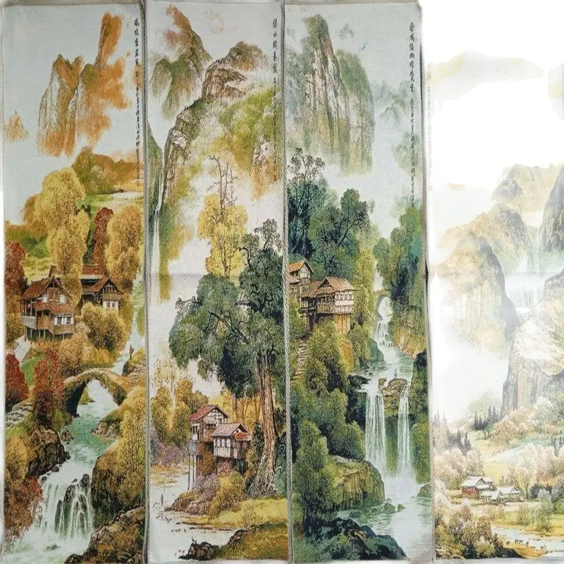 Ranka siuvinėjimas (pavasario, vasaros, rudens ir žiemos nuotraukas tekančio vandens šeimos) Thangka dekoratyvinis dažymas, kabo painti