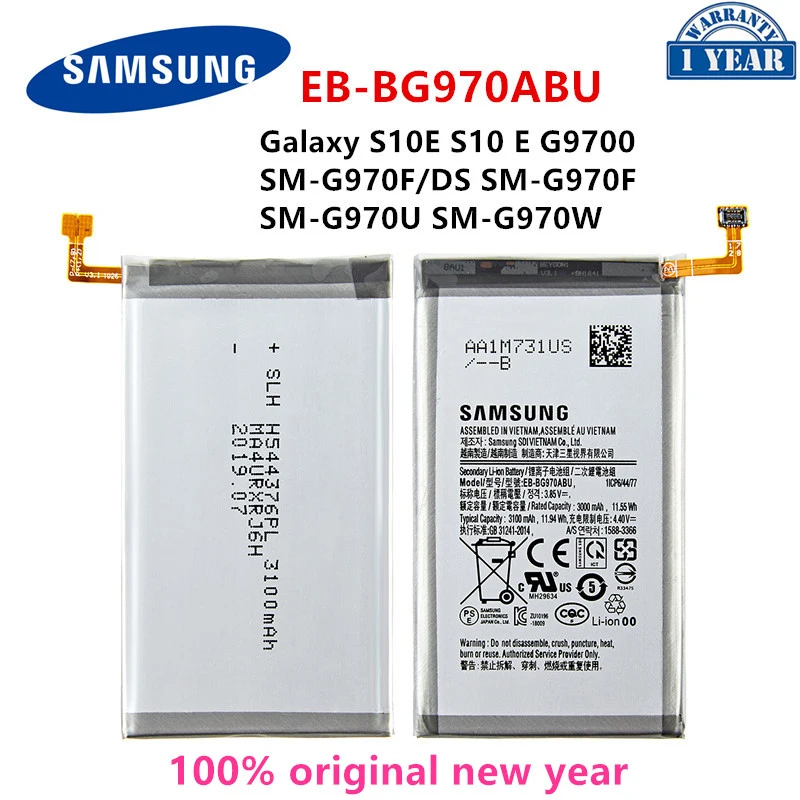 SAMSUNG Originalus EB-BG970ABU 3100mAh Baterijos Samsung Galaxy S10 S10E E G9700 SM-G970F/DS SM-G970F SM-G970U SM-G970W