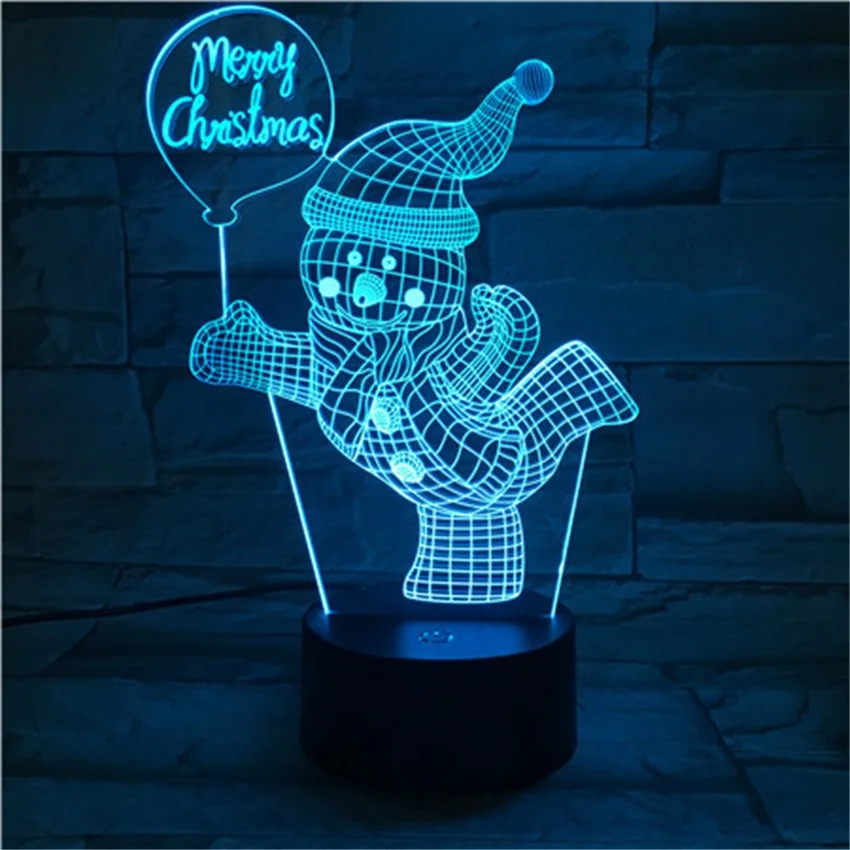 Sniego 3D Vaizdo LED Nakties Šviesos Vaikams Dovanų Palieskite Mygtuką, USB Stalas Stalo Lempa Namų Miegamojo Puošimas Nuotolinio Valdymo