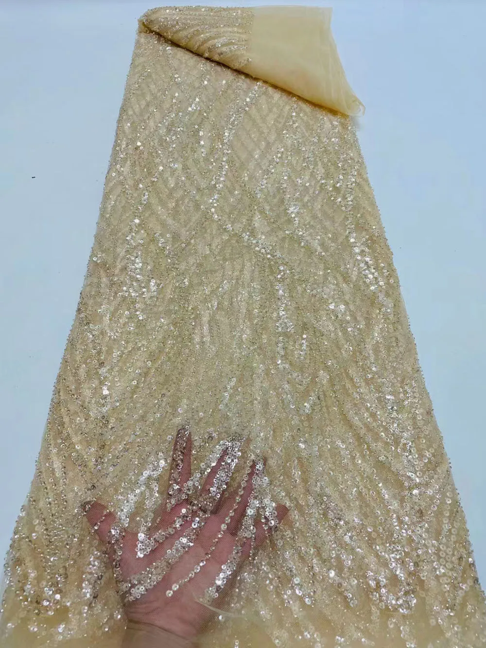 Suknelė Vestuvių Karšto Gręžimo Flanelė Siuvimo Costura Tiulio Nėrinių Audinio 5 Kieme Karoliukai, Blizgučiai Medžiaga Pardavimas Aukštos Kokybės Sijonas Puotą