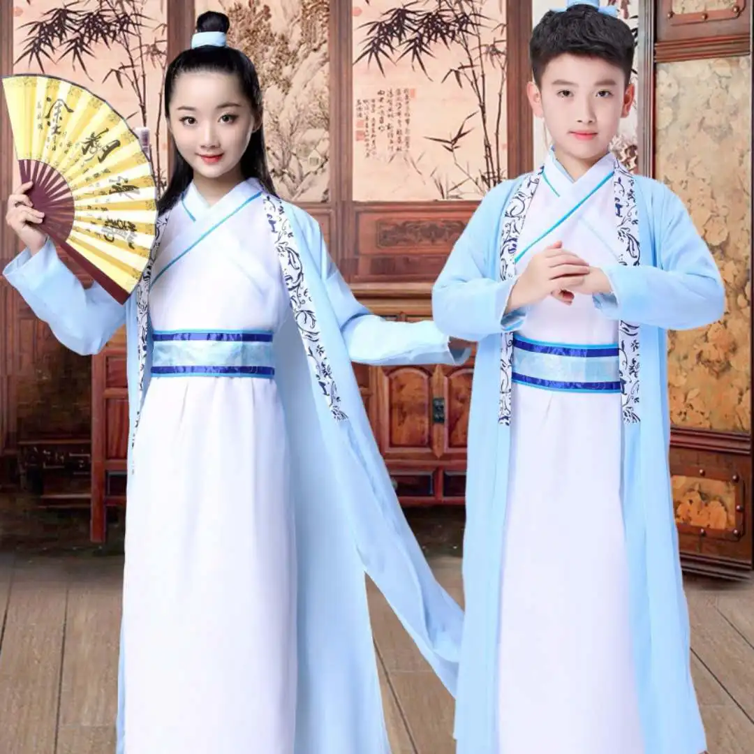 Tradicinės Kinų Suknelė mergytę ir Berniuko, Kinijos Han Dinastijos Skraiste Festivalis Drabužiai Vaikams Kinijos Dramos Kostiumas