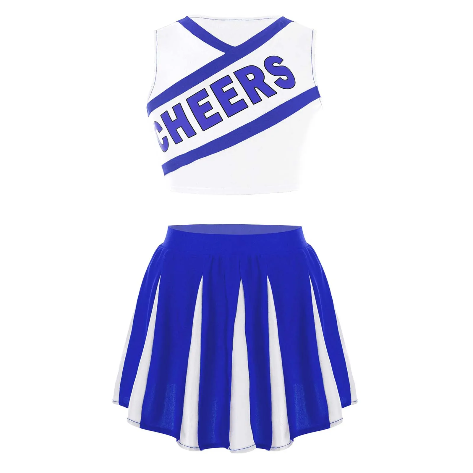 Vaikų Mergaičių Cheerleaders Kostiumas Etapo Rezultatus Apranga Berankovis Bakas Pasėlių Viršų Su Sijonu Nustatyti Dancewear Cheerleader Vienodas