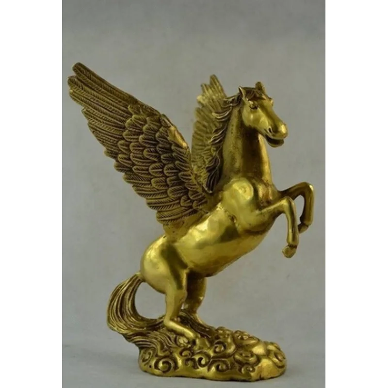 Vario, Žalvario, KINIJOS amatų Azijos Nuostabus Kolekcionuojamų Senas Papuoštas rankų darbas Pegasus Statula, skulptūra
