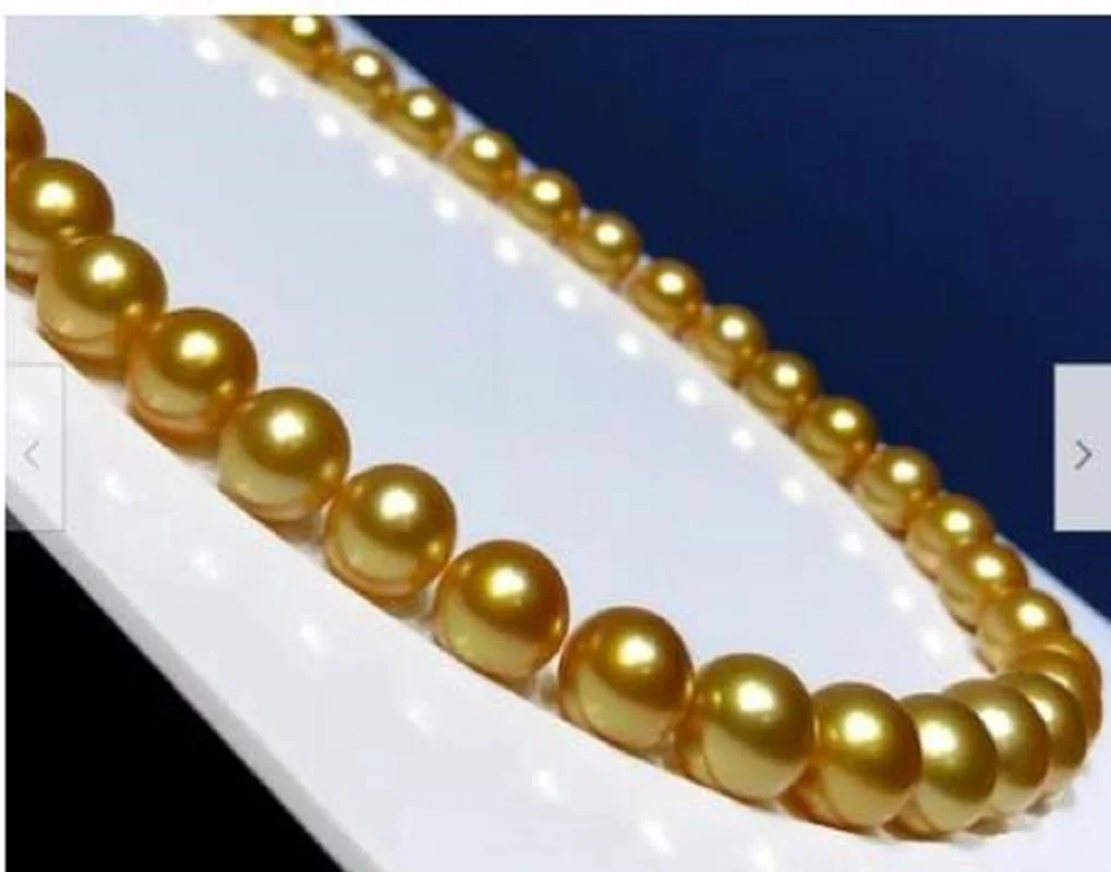 didžiulis 13-12mm pietų jūros raundo aukso perlų vėrinį 18inch