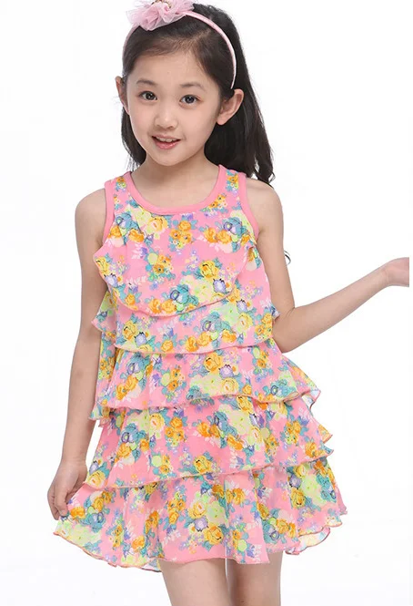 mergaičių suknelės vasaros 2018 Vaikai Kostiumas Princesė Suknelė gėlių sluoksnių suknelė vaikų drabužių roupas infantis menina 4-8 metai