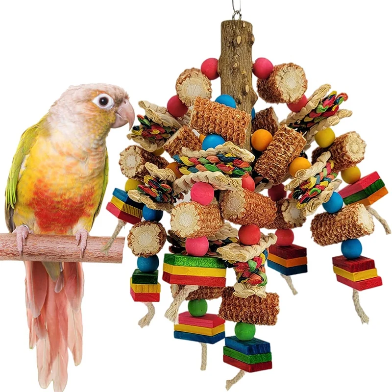 Įvairių Spalvų Medinių Blokas Paukščių Žaislai, Gamtos Papūga Kramtyti Žaislus Afrikos Pilkosios Papūgos, 