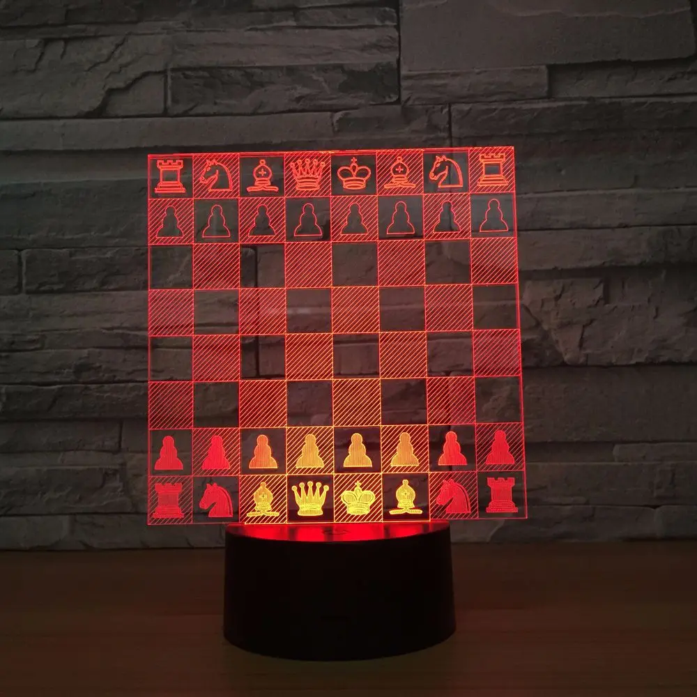 Šachmatai 3D LED Lempos 7/16 Spalvų Naktį Žibintai Touch Led Usb Lentelė Lampara Lempos Nakvynės Namų Dekoro naktinė lempa Draugams Dovanų