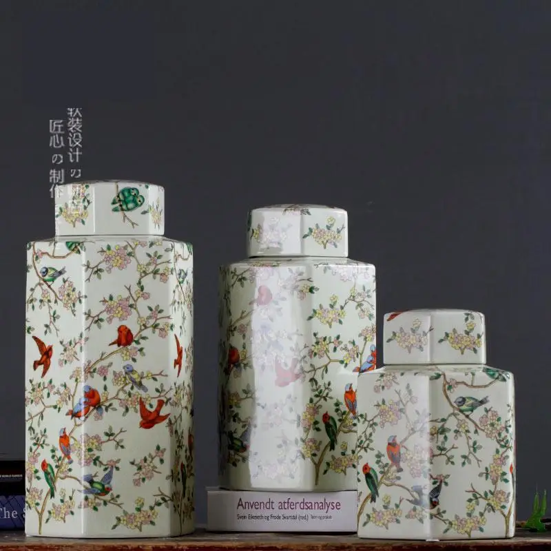 Šešių europos Side Pot Amerikietiško Stiliaus Ranka-dažytos Gėlių Ir Paukščių Puodą Namų Dekoravimo porceliano keramikos jar puodą vaza